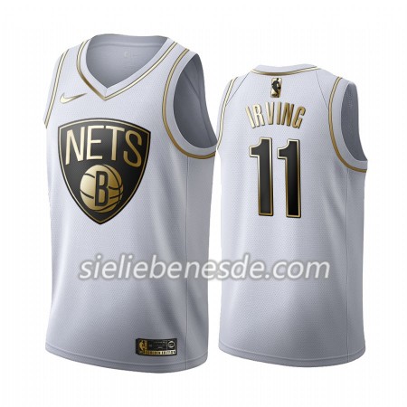 Herren NBA Brooklyn Nets Trikot Kyrie Irving 11 Nike 2019-2020 Weiß Golden Edition Swingman